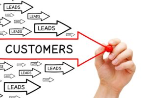 Leads Customers Conversion Arrows Concept