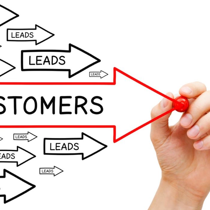 Leads Customers Conversion Arrows Concept
