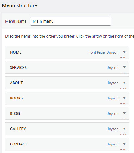 WordPress menu