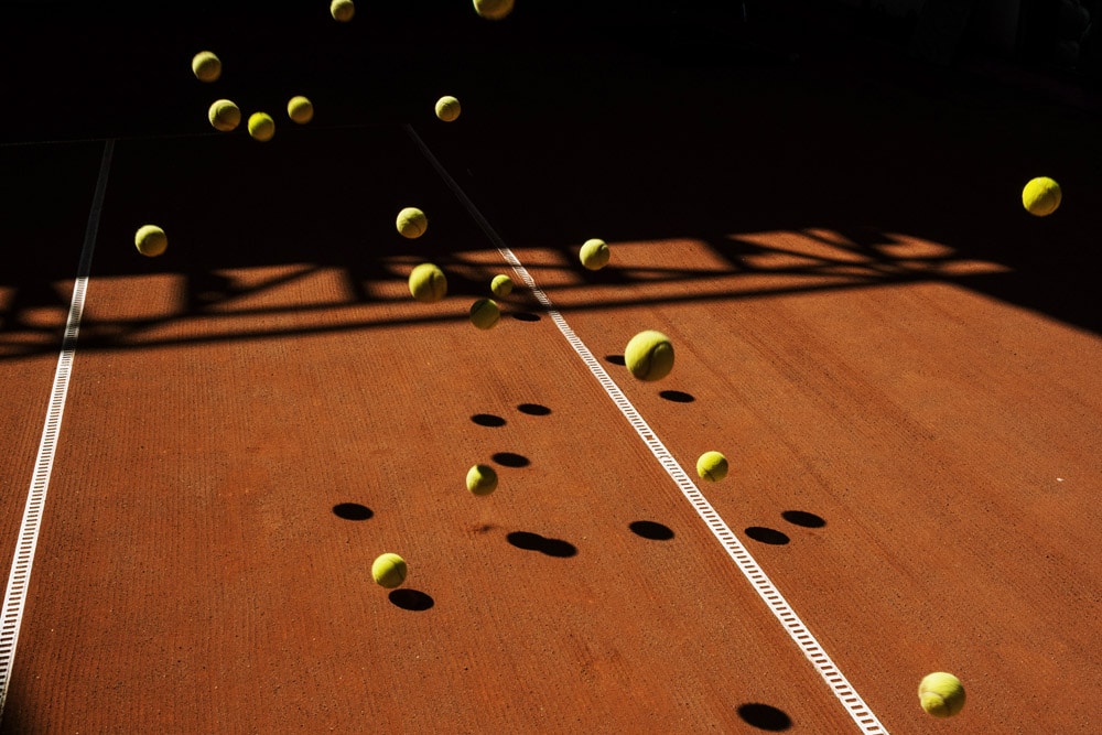 bouncing tennis balls